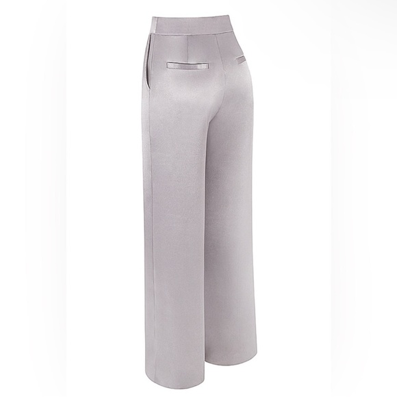 House of CB Alivia Grey Satin Loose Fit Trousers - Picture 3 of 7